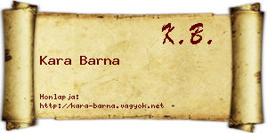 Kara Barna névjegykártya